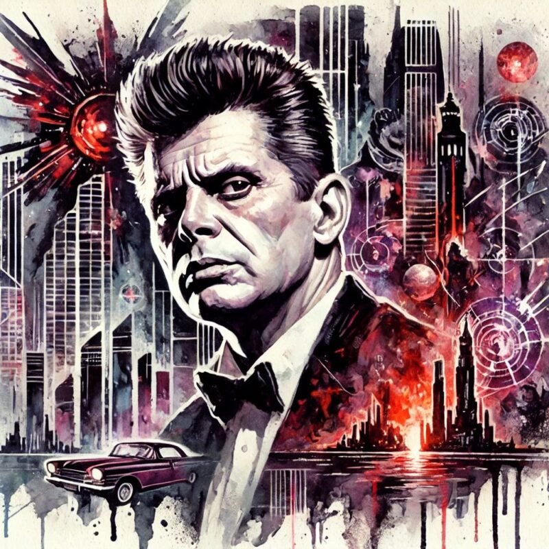 watercolor fantasy image of Harlan Ellison