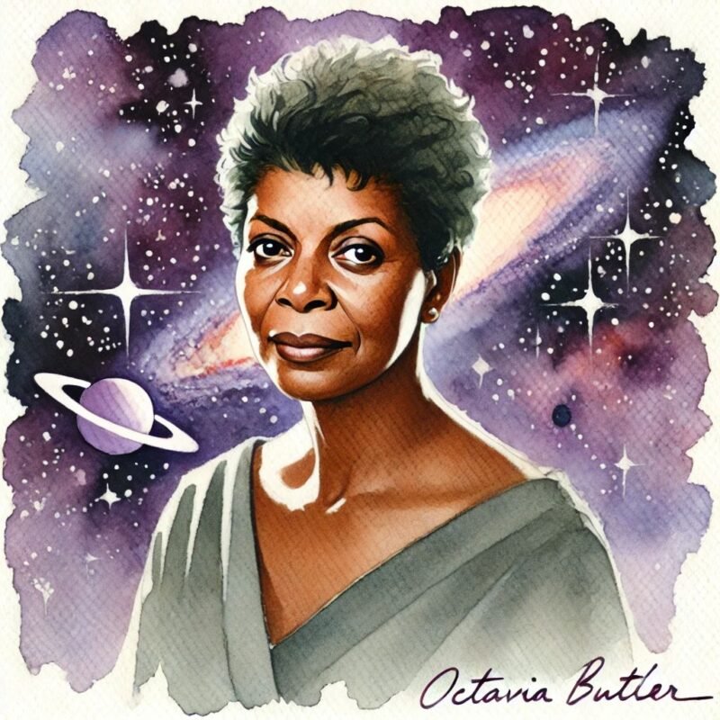 Watercolor fantasy image of Octavia Butler