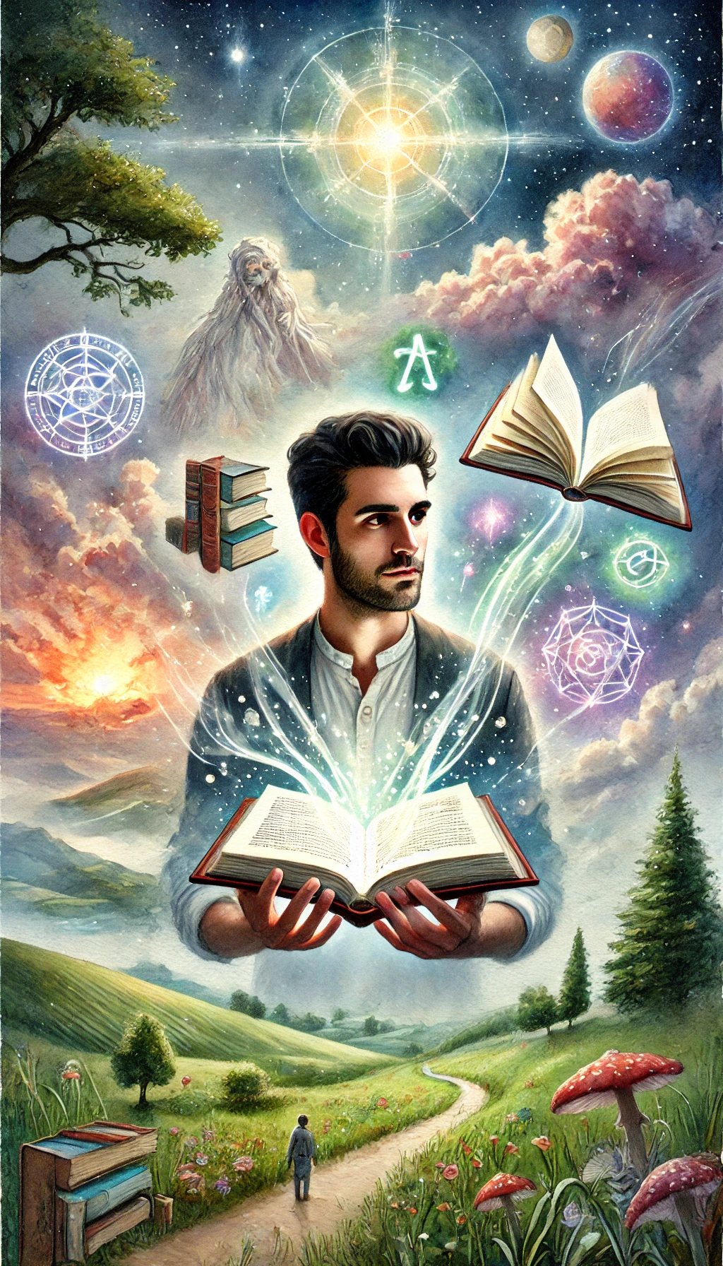 Waterrcolor fantasy image of Aaron S. Zelman