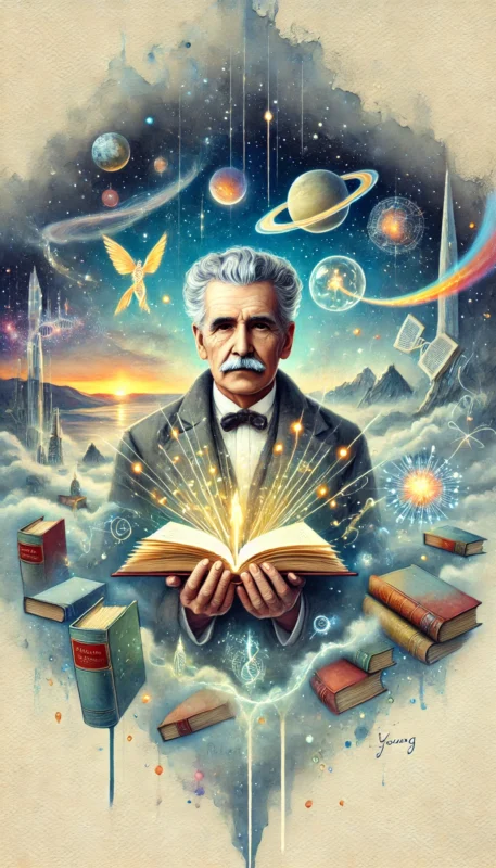 Watercolor fantasy image of Robert F. Young