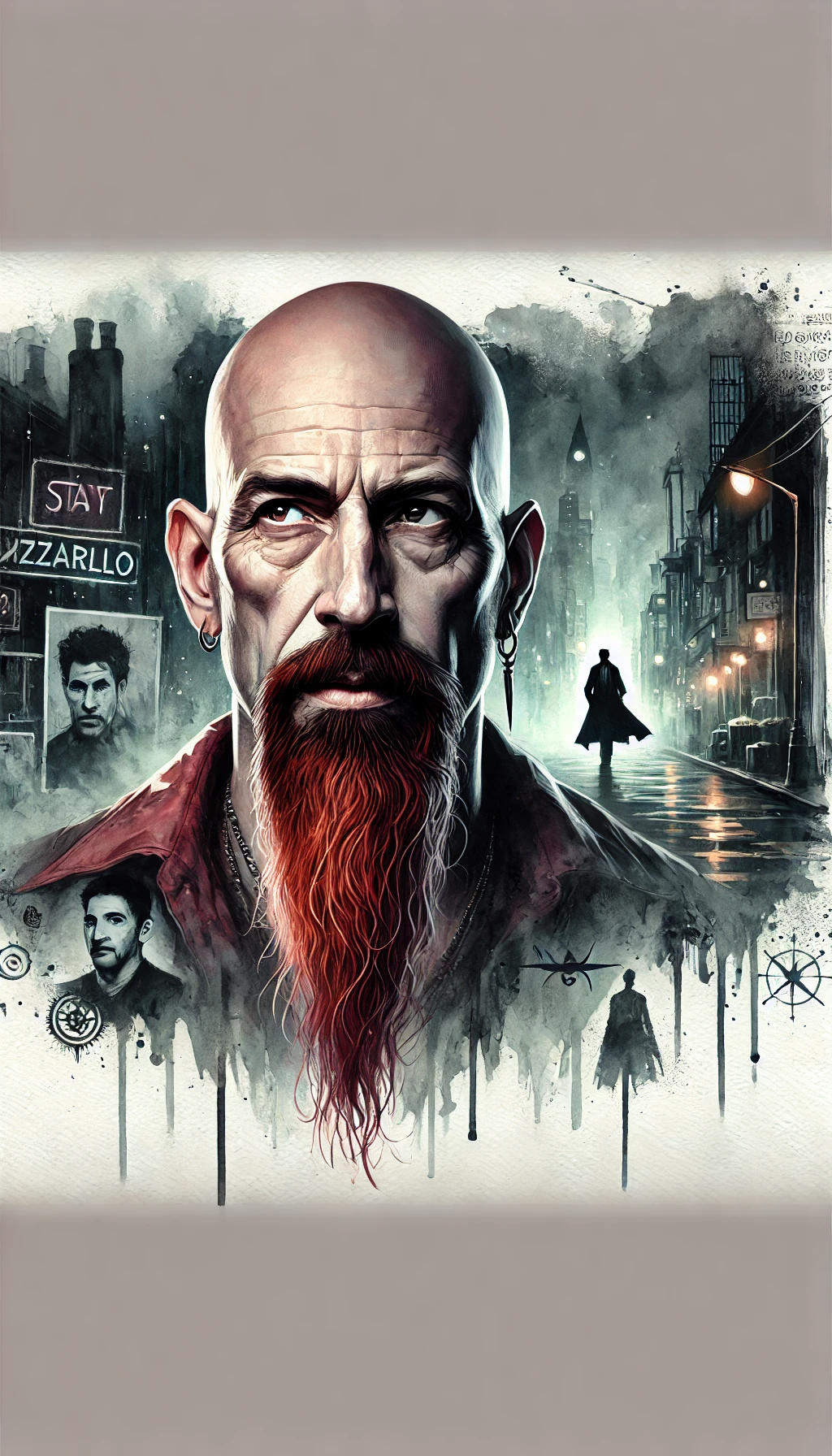 watercolor fantasy image of Brian Azzarello