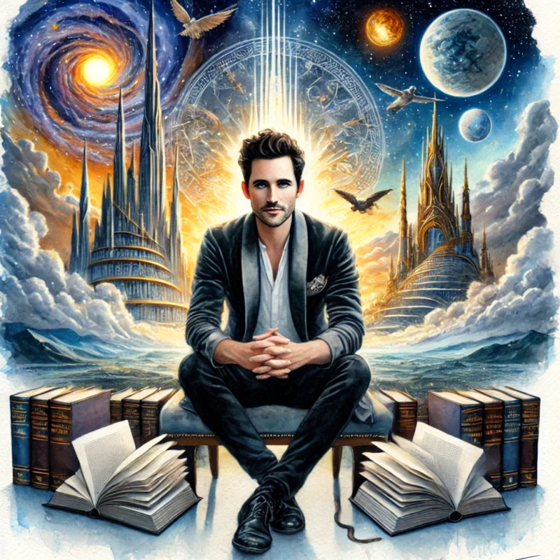 Watercolor fantasy image Brandon Sanderson