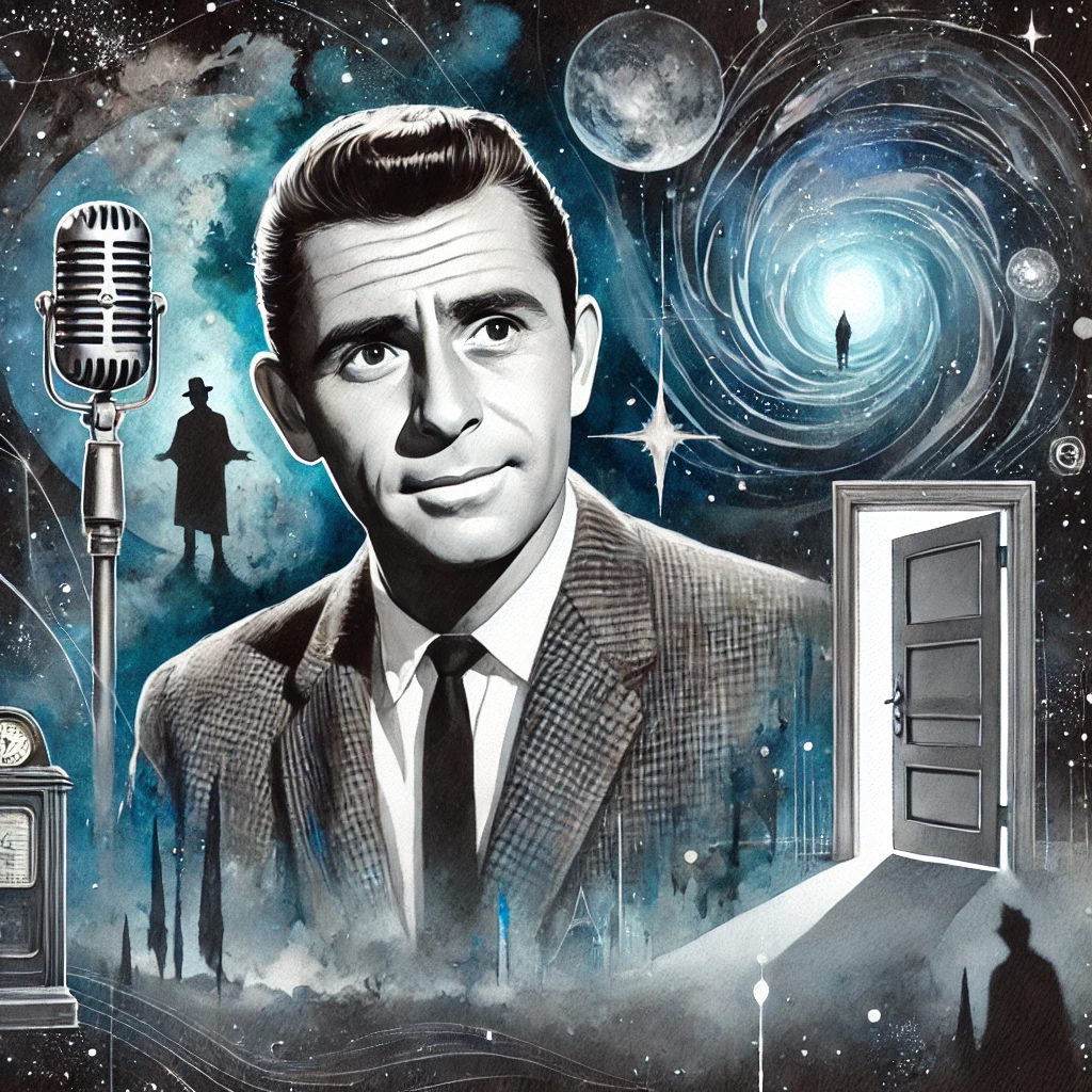 Watercolor fantasy image Rod Serling