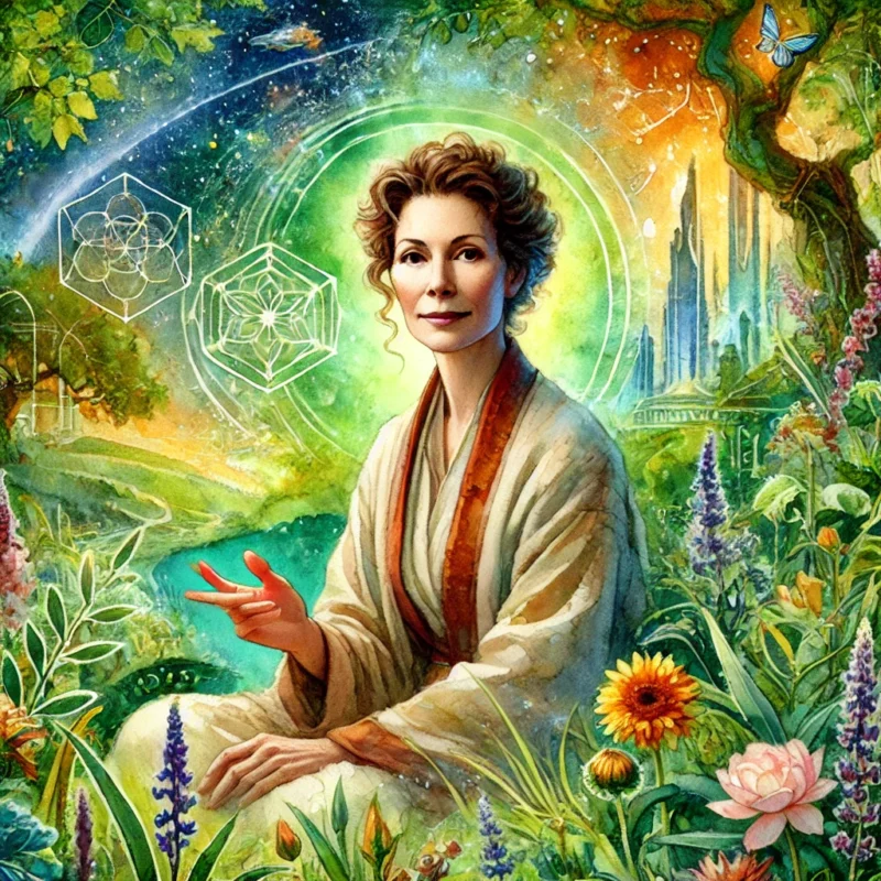 Watercolor fantasy image Sheri S. Tepper