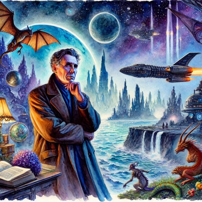 Watercolor fantasy image of Alan Dean Fotter