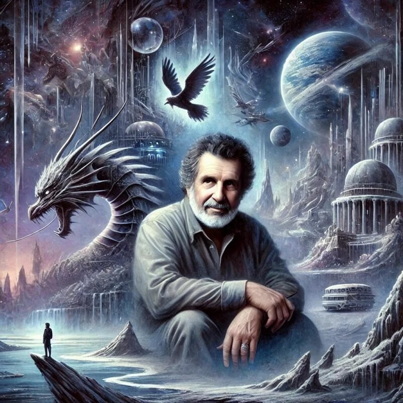 watercolor fantasy image of Dan Simmons