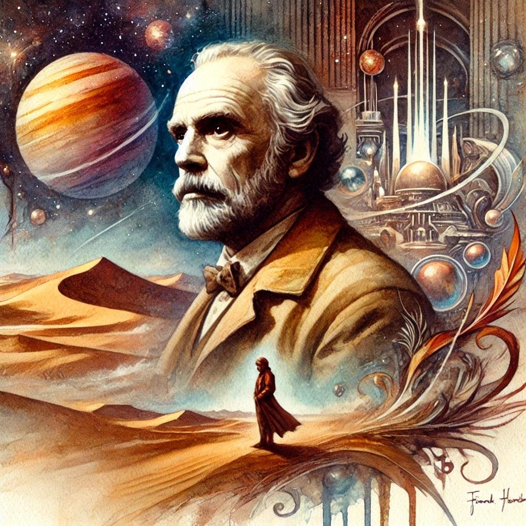 Watercolor fantasy image Frank Herbert