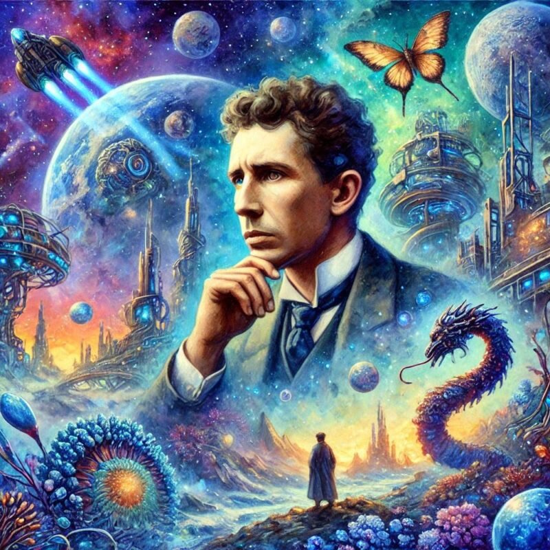 watercolor fantasy image of Greg Bear