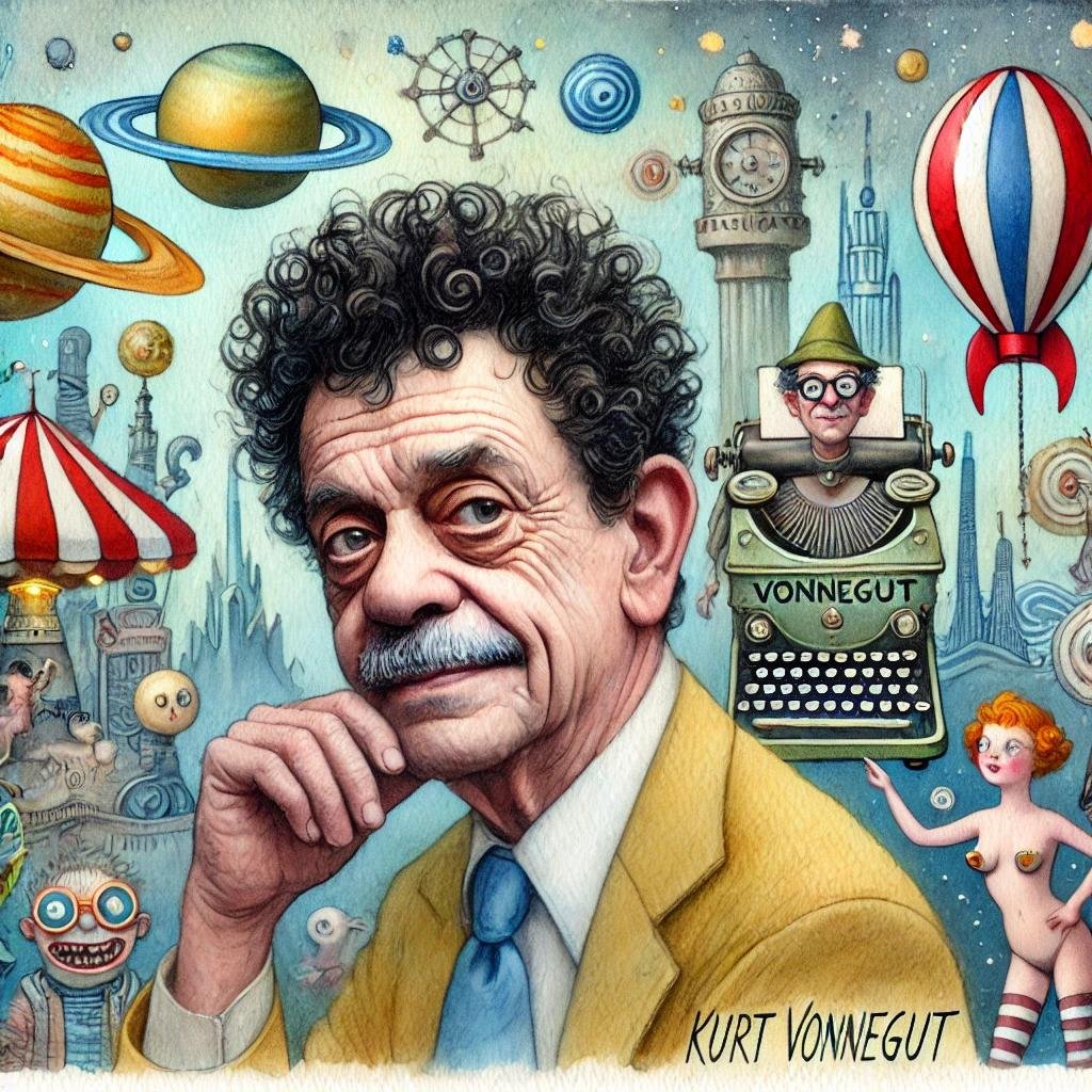 Watercolor fantasy image of Kurt Vonnegut