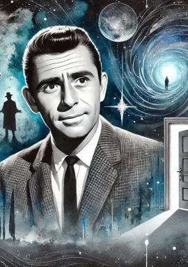 Watercolor fantasy image Rod Serling